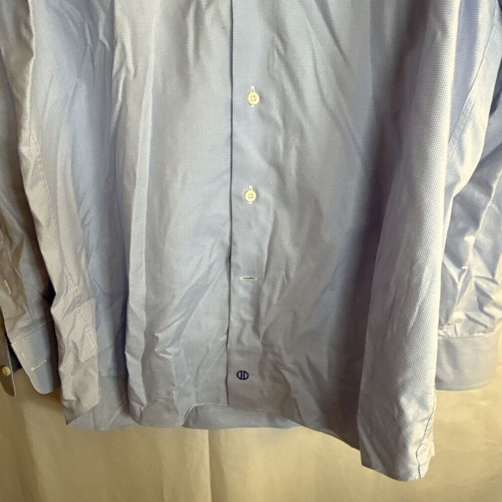 Men’s David Donahue Blue Check Long Sleeve Size 34/35 Preowned - Picture 6 of 16